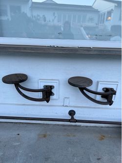 Vintage Industrial Wall-Mounted Bar Stools (Set of 3) with Matching Footrest