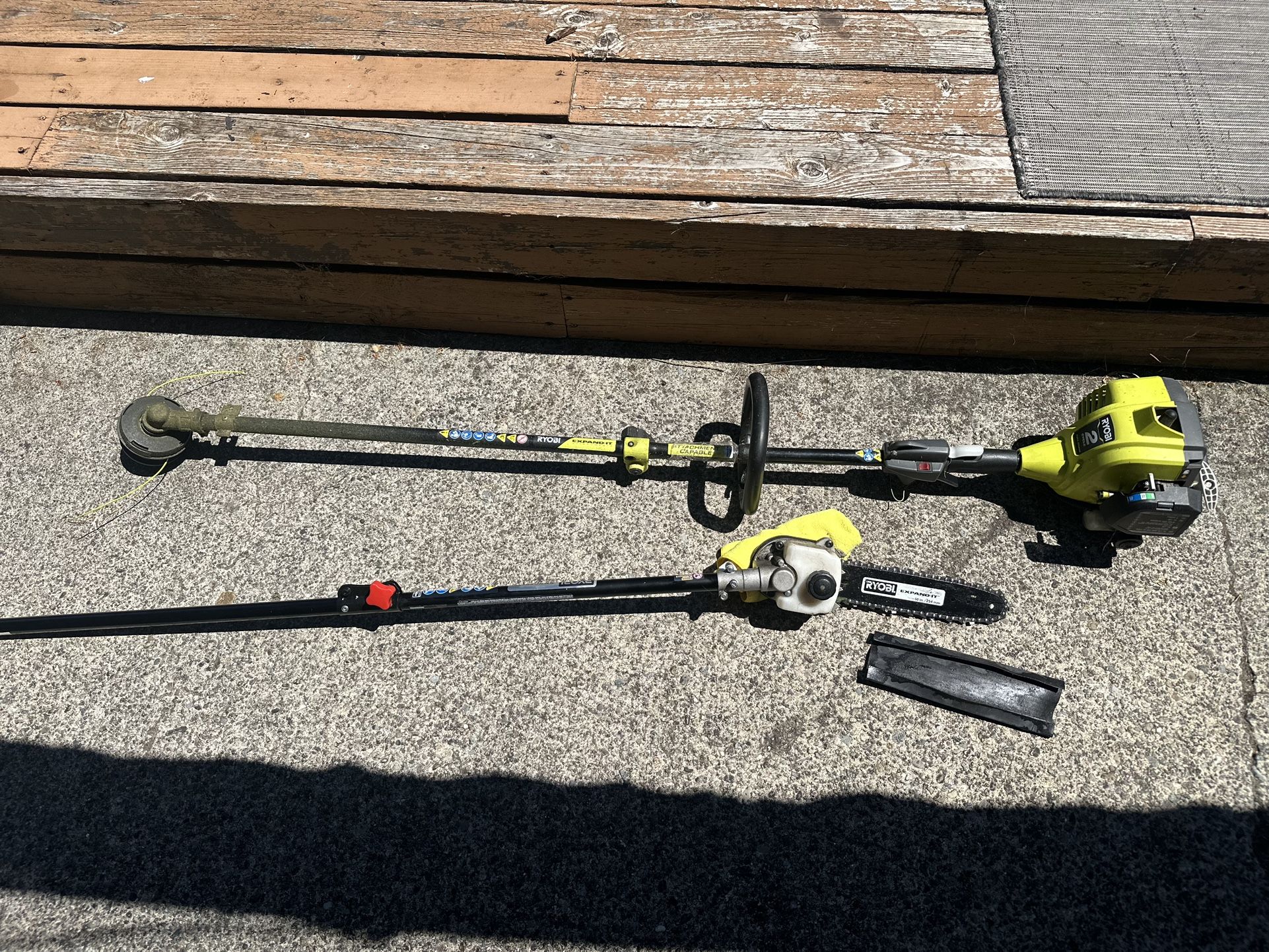 Ryobi gas trimmer + pole saw