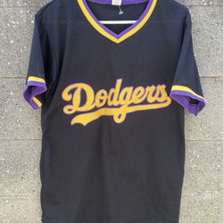Los Angeles Dodgers Lakers Night Script Baseball Jersey size M