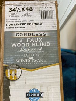 Window blinds faux wood 34.5x48”