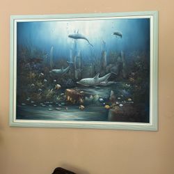 Dolphins Playing.  Painting. 3D
