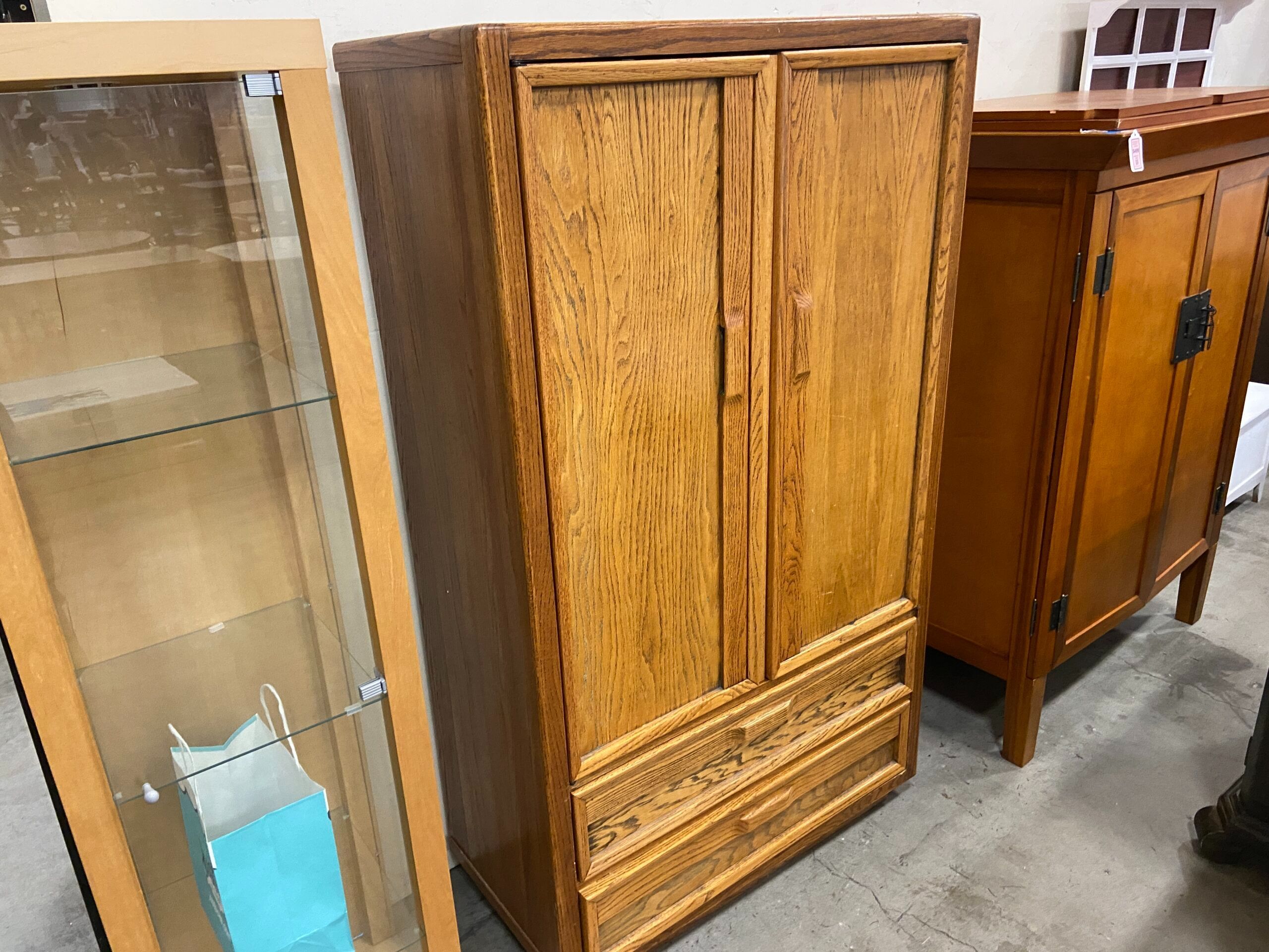 WILLIAMS BROS Wooden Armoire with Extendable Tie Rack