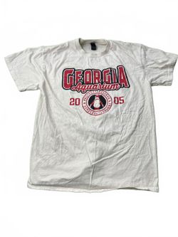 2005 Georgia Aquarium White Graphic T-Shirt with Penguin Emu
