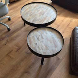 2 Small Round Coffee Tables - Like New 