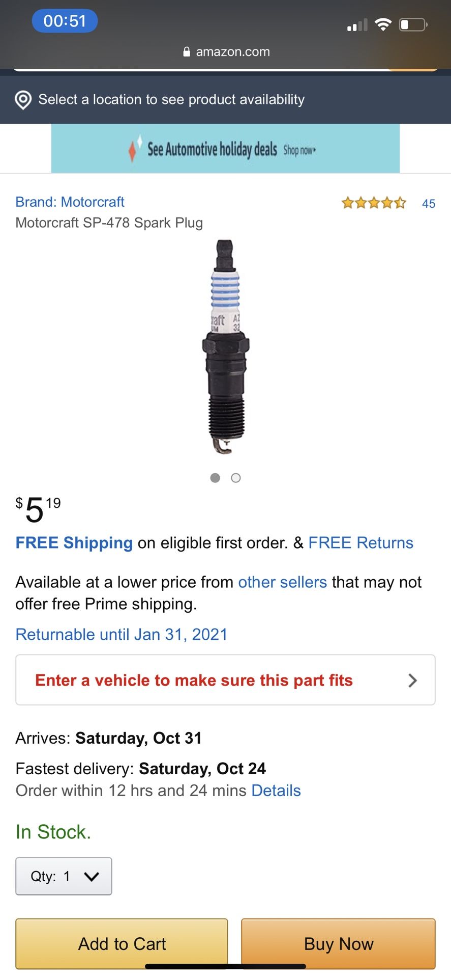 Motorcraft SP-478 Spark Plug