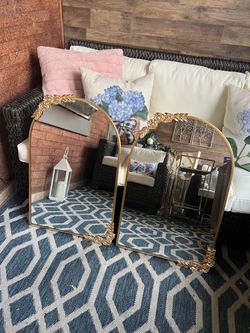Gold Arch Wall Mirrors with Leaf Detail
