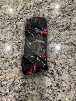 Black and red chrome heart socks