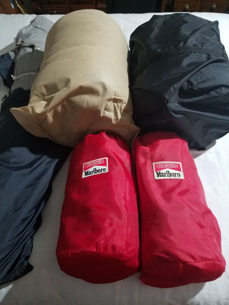 4 Sleeping Bags and a 2 Man Tent