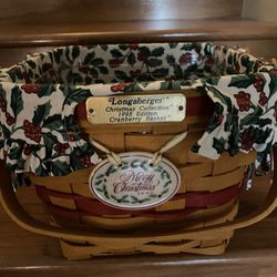 Longaberger Christmas Cranberry  Basket/plant Holder 1995