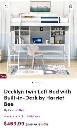 Twin sized loft bed with desk