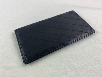 Authentic CHANEL Quilted Black Lamb Skin Leather Wallet.