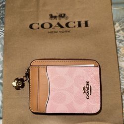 Coach powder pink zip card wallet