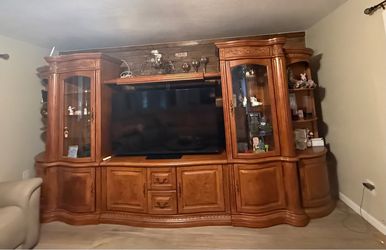 Large Wood Entertainment Center Wall Unit