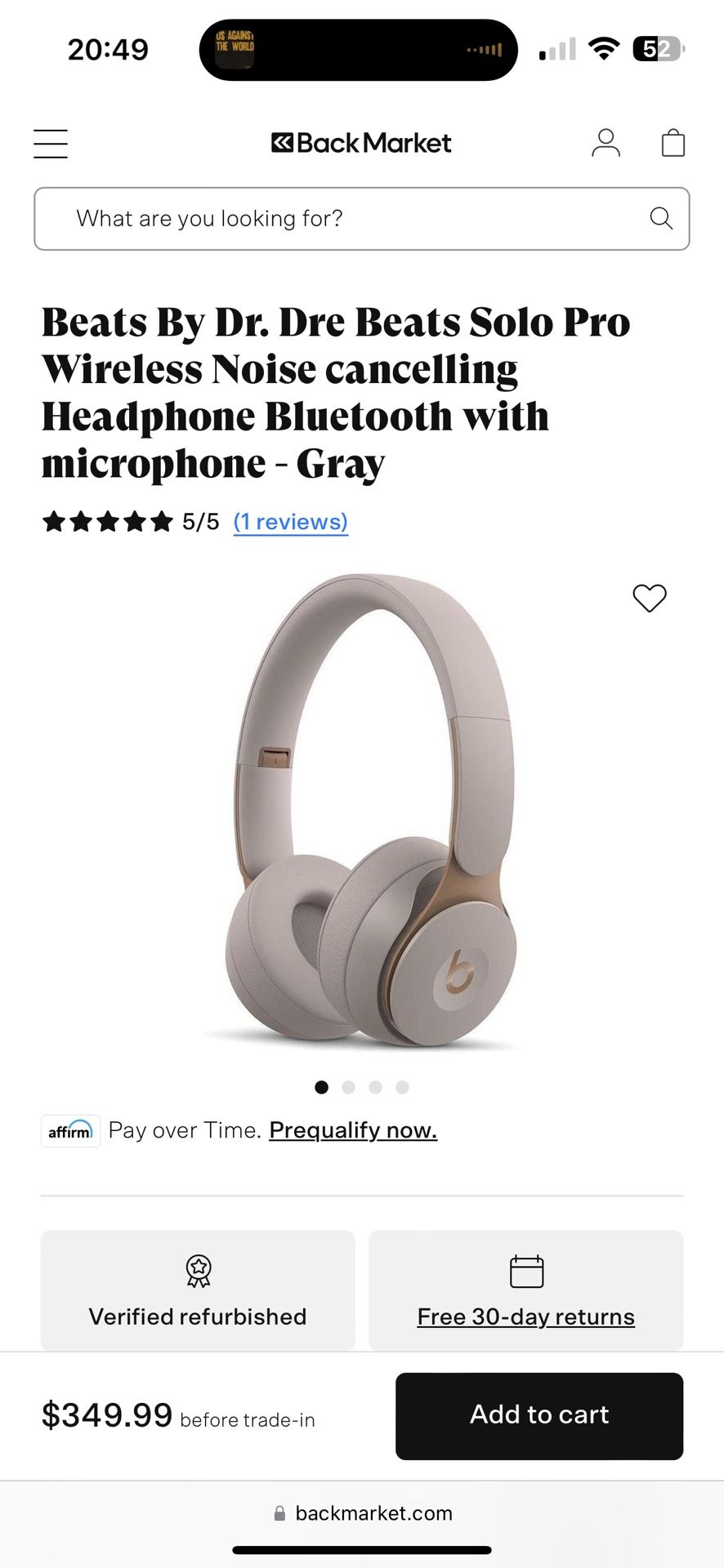 Beats By Dr Dre Solo Pro Wireless Noise Canceling Gray