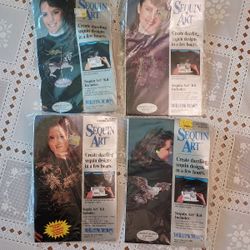 Distlefink Designs Sequin Art 4 Kits Eagle, Leaves, Ballerina Slippers, Horse 