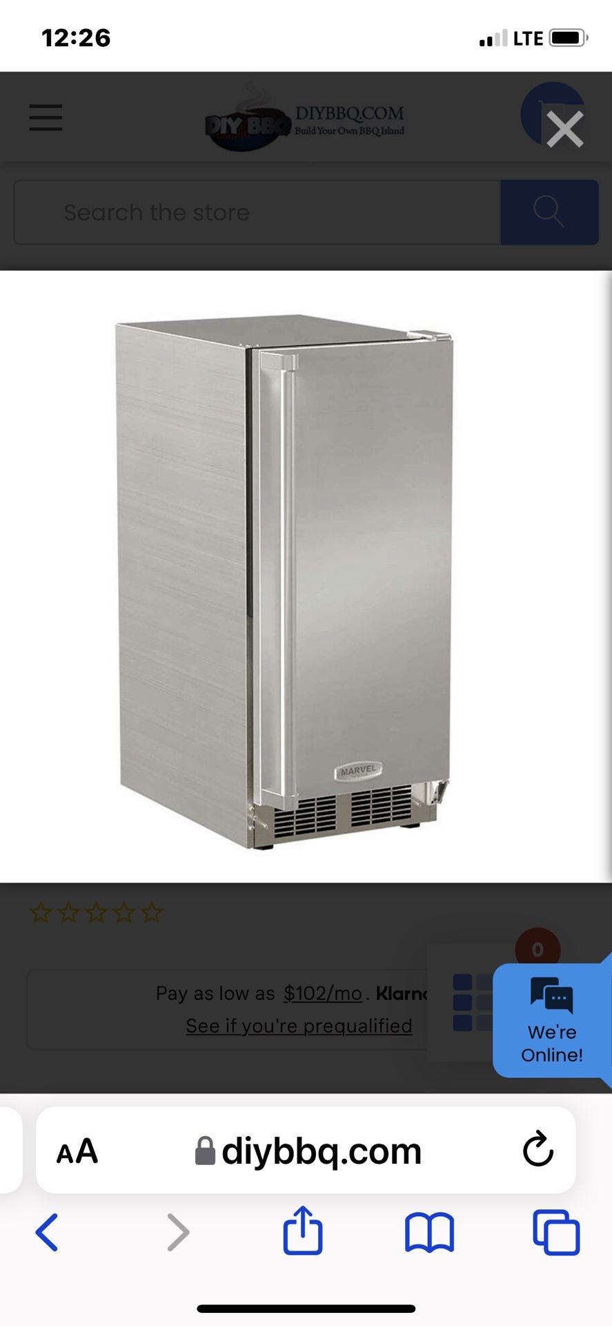 NEVER USED MARVEL 25 Gal 15”S/S OUTDOOR OR INDOOR ICE MAKER NO PUMP NEEDED