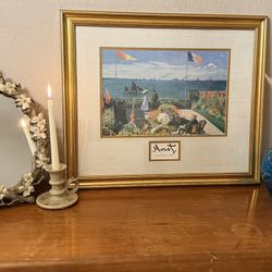 Framed Monet Garden Print – Gold Frame Wall Art – 21x25 Vintage Décor 