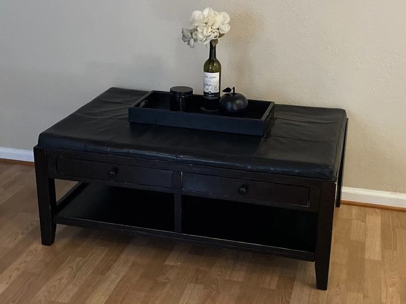 Leather Top Contemporary Coffee Table