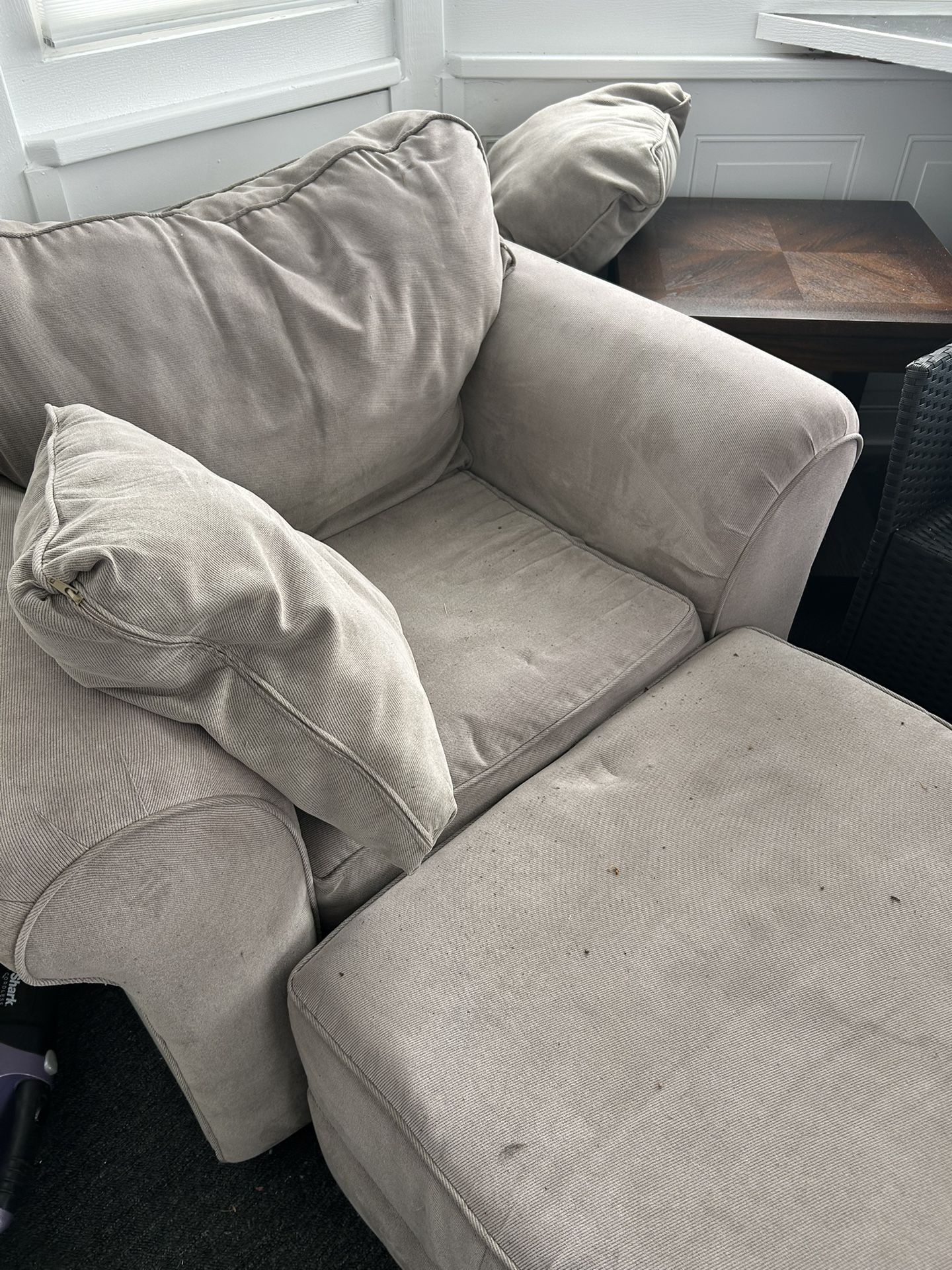 Chair ottoman And Futon with Frame and Large Glass Table Without An Umbrella