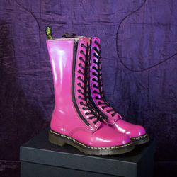 Dr.Martens 9733 14-Eye Pink Lace Up Knee High Boots