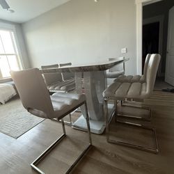 Modern dining set with granite table + 6 chairs