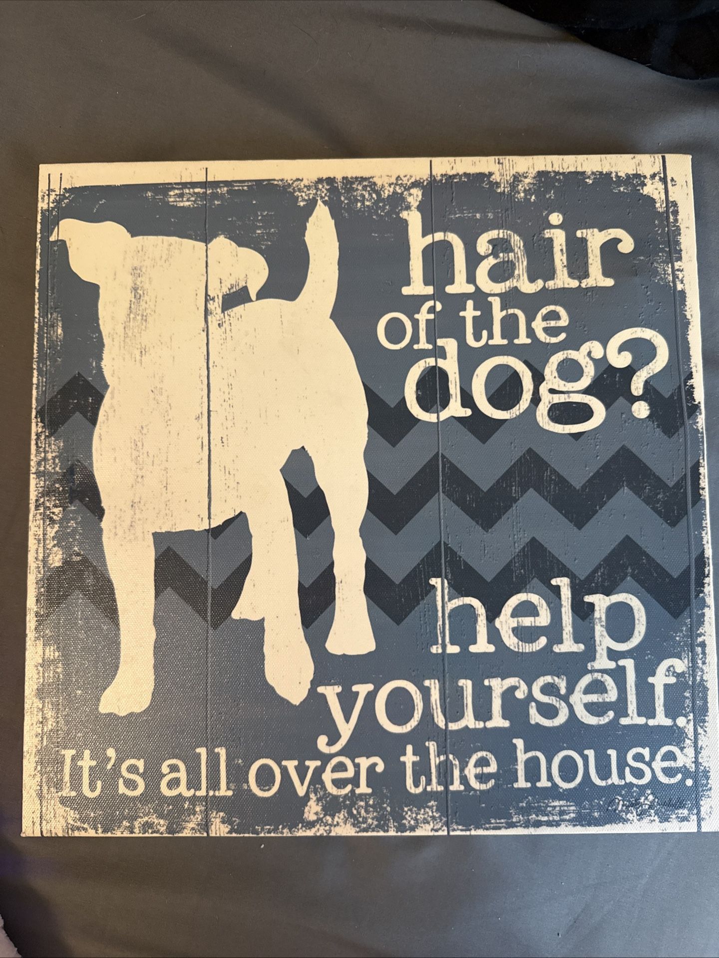 Blue Decorative Dog Sign Hair of The Dog Help Yourself Funny Pet Wall Decor