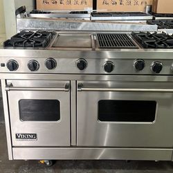 Viking 48”Wide Gas Range Stove Stainless Steel With Grill And Griddle