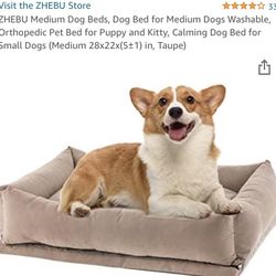 ZHEBU Medium Dog Beds, Dog Bed for Medium Dogs Washable, Orthopedic Pet Bed for Puppy and Kitty, Calming Dog Bed for Small Dogs (Medium 28x22x(5±1) in