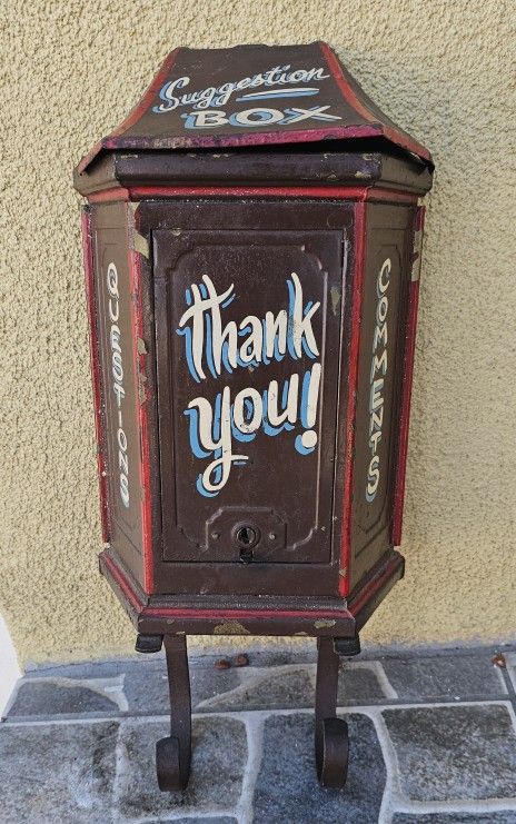 Vintage Metal Iron Mailbox Suggestion Box Antique 