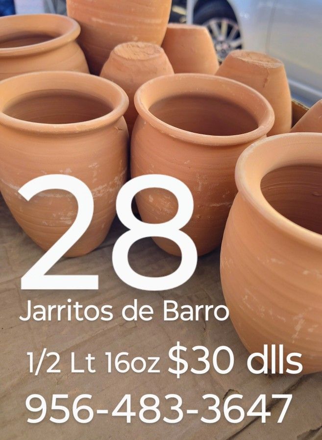 28 Jarritos De Barro 1/2 Lt 16oz $30 Dlls OFERTA!!!