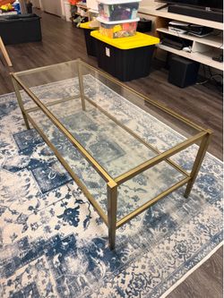 Brass Metal/Glass 4-Legs Coffee Table