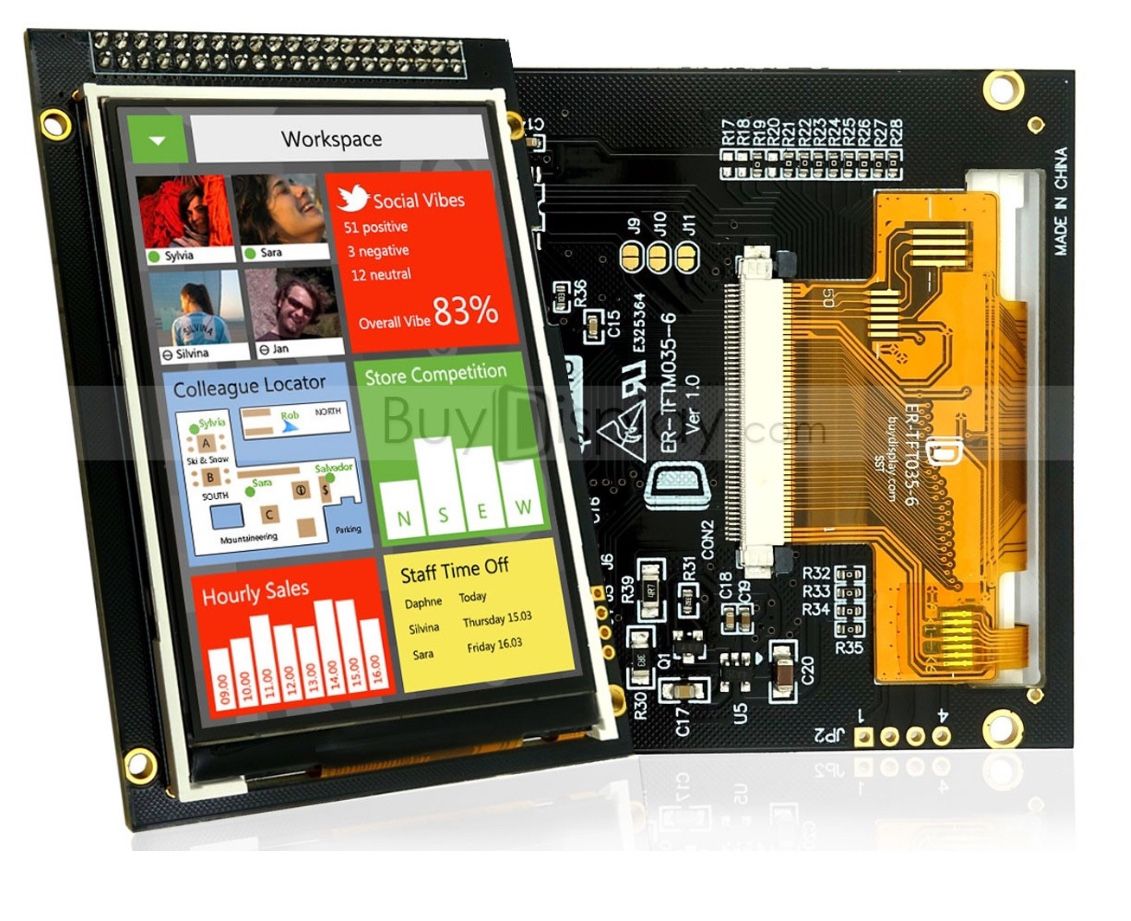 EastRising ER-TFT035-6 LCD 3.5" 320x480 TFT Display Module,OPTL Touch Screen w/Breakout Board .