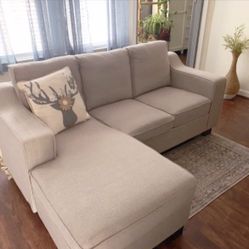 White Modern Brayden 85” Sectional Sofa with Reversible Chaise by Sand & Stable