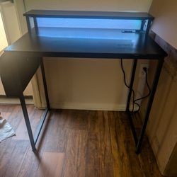Small Gaming Desk- Black with RGB LED Lights