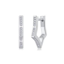 Fifty8 Moissanite Channel Set Huggie Earrings, 925 Sterling Silver, Starry River