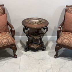 Diana, Wood And Red Upholstered Accent Chair