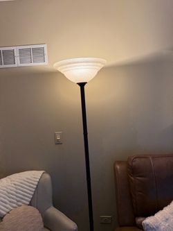 Torchiere Floor Lamp Dark Brown with Glass Shade
