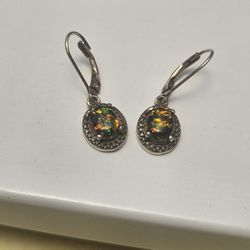 Black Opal Earrings  ( Created)