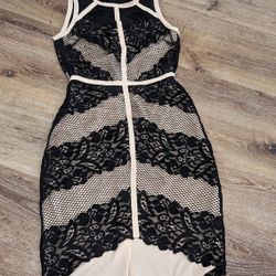 Starring Role Beige and Black Lace Dress

 Xsy