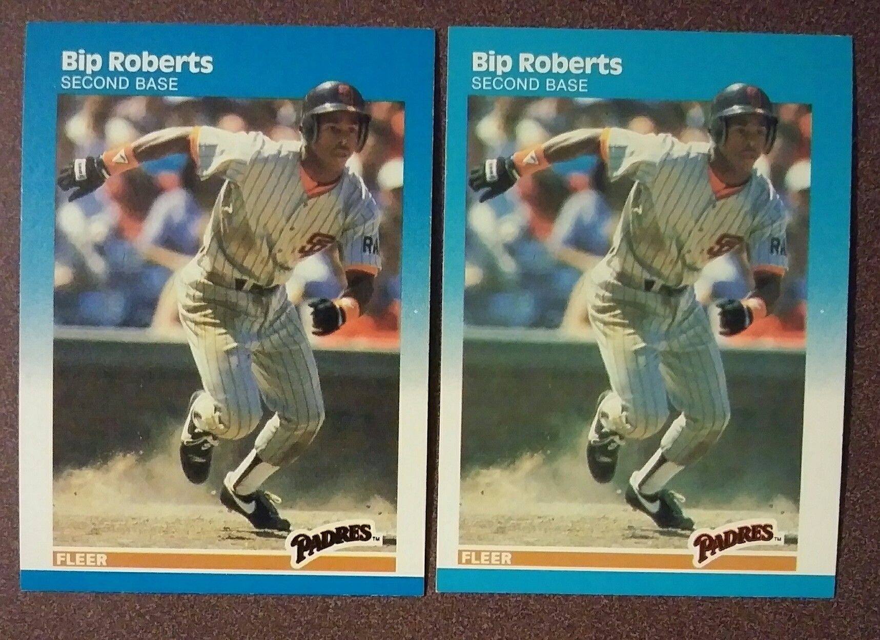 Bip Roberts rookie 1987 fleer error color shade variation San Diego Padres MLB baseball sports card