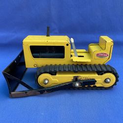 Vintage 1960s Tonka Toys Pressed Steel Yellow Bulldozer w/ Black Blade 