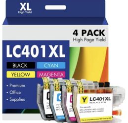  2 High Yield Ink Cartridges. LC401XL Black, 1 x Cyan LC401XL, 1 x Magenta LC401XL, 1 x Yellow LC401XL,   2 Pack. 