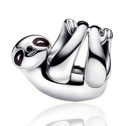 🦥 New! Adorable Sloth “Good Things Take Time” Silver Plated Copper Charm w Gift Bag