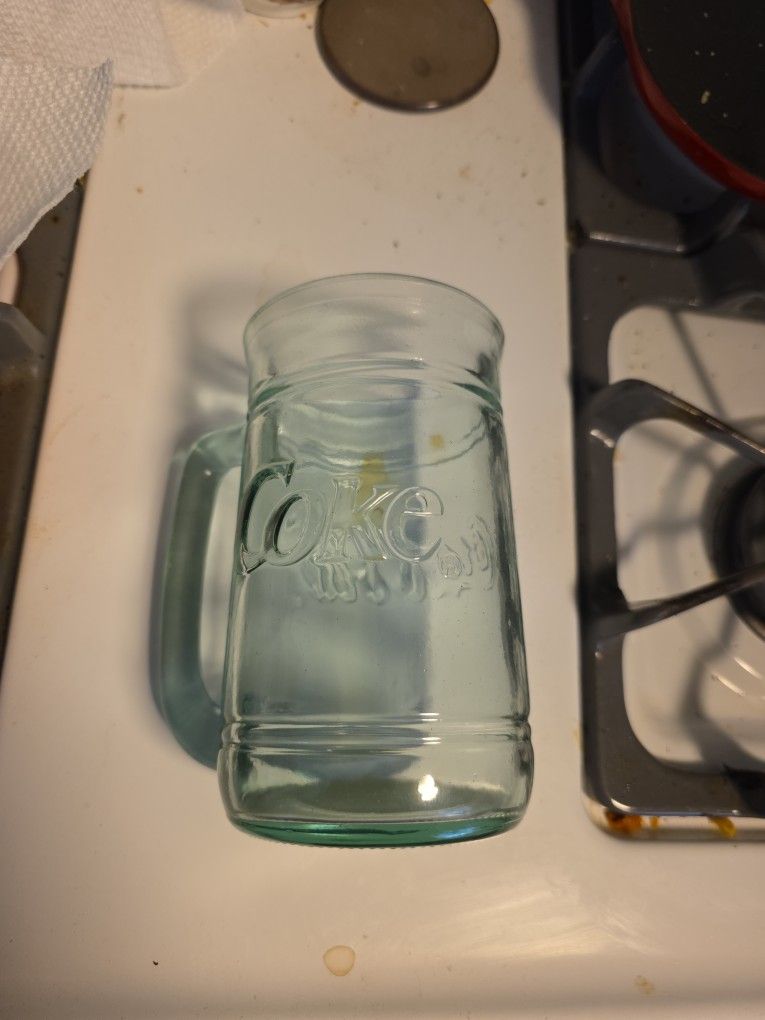 Vintage Coca Cola Green Mugs with Handles Indiana Glass 16oz Coke Beer Mug