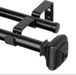 Black Double Curtain Rod 32-58”