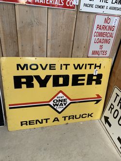 MOVE IT WITH RYDER RENT A TRUCK DOUBLE SIDED METAL SIGN 36 x 51 inches $225