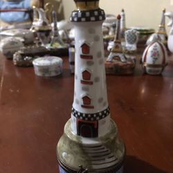 VTG Limoges Hand Painted Porcelain Lighthouse Trinket Box ~ 5”