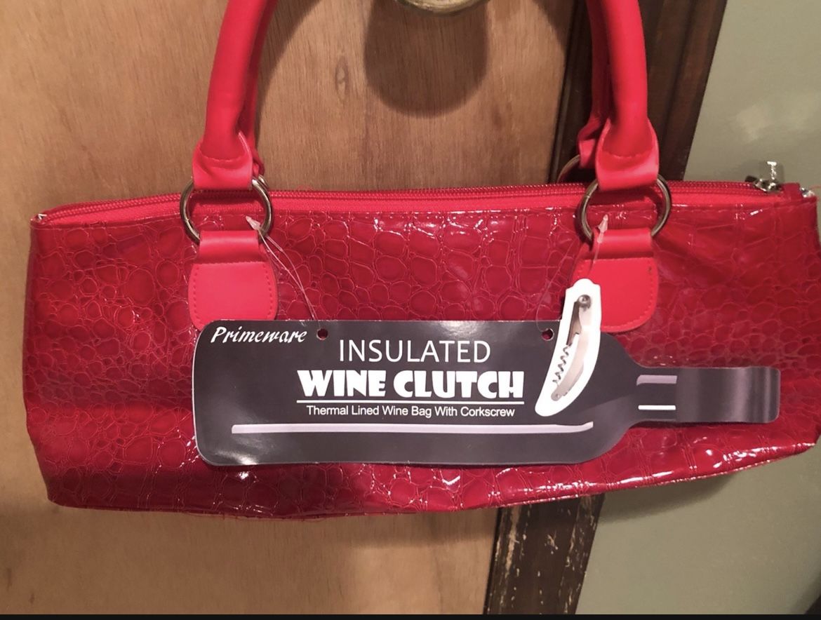 Red Insulated Wine Clutch Brand New