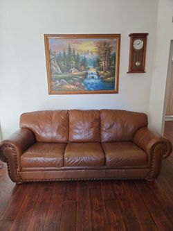 Beautiful Leather nail head couch!