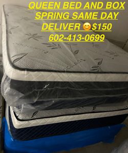 Queen Bed And Box Spring $150. Deliver Available 